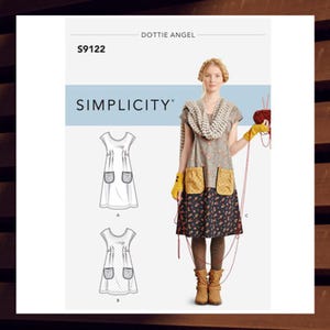 Sewing Pattern for Womens Dress and Tunic - Size XS S M L XL (6-24) Scoop Neck, Patch Pockets - UNCUT F/F - Simplicity 9122 S9122