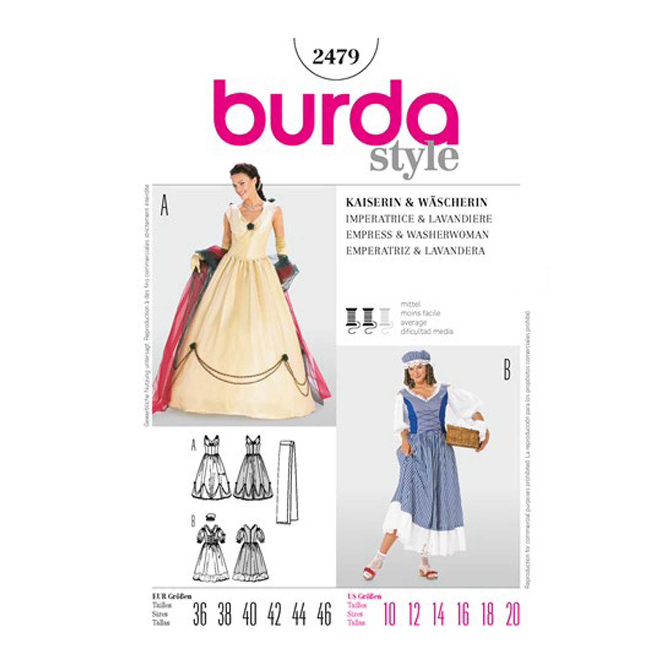 Burda Pattern 2479 Adult Empress & Washer Woman Costume
