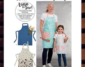 Easy Sewing Pattern for Women and Kids Aprons - Size Misses S M L (10-20) and Girls S M L (3-8) - UNCUT F/F - Simplicity 9411 S9411