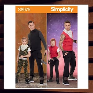 Sewing Pattern for Men and Boys Vest Cargo Pants Bandana - Men S M L XL + Boys S M L (All Sizes) - Uncut F/F - OOP Simplicity 8975 S8975