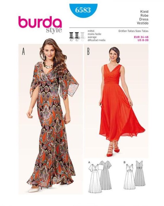 burda maxi dress pattern Burnout fabric Maxi Dress 119 | Burda Style 04/23