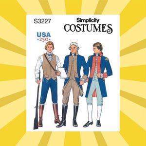 Sewing Pattern for Mens Continental Uniform Costumes - Size 34 36 38 40 42 or 44 46 48 50 52  - UNCUT F/F - Simplicity 3227 S3227