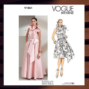 Sewing Pattern for Womens Evening Gown - Size 8 10 12 14 16 or 16 18 20 22 24 Designed by Badgley Mischka - UNCUT F/F - Vogue 1861 V1861