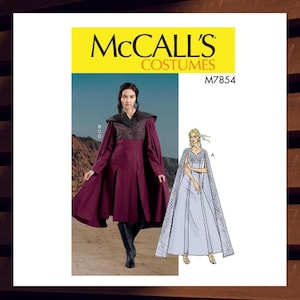 Sewing Pattern for Womens Dress Capelet Cape Fantasy Cosplay - Size 6 8 10 12 14 or 14 16 18 20 22 - UNCUT F/F - McCalls 7854 M7854