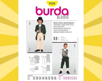Sewing Pattern for Boys 18th Century Coat with Tails, Vest & Short or Long Breeches - Size 7 8 9 10 11 12 13 14  - UNCUT F/F - Burda 9528