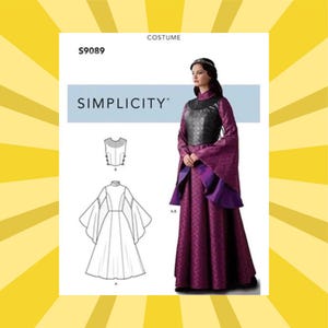 Sewing Pattern for Womens Medieval Costume - Size 6 8 10 12 14 or 14 16 18 20 22 Maxi Dress and Vest - UNCUT F/F - Simplicity 9089 S9089