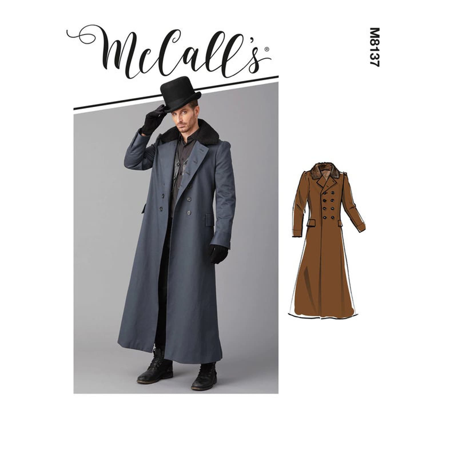 Men's 1814 Greatcoat Sewing Pattern Butterick B6609 or Etsy