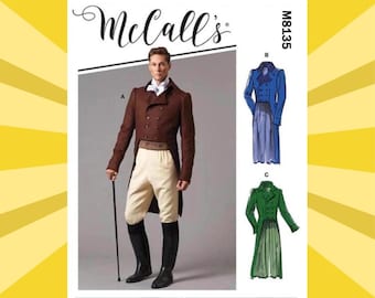 Sewing Pattern for Mens Coat and Tails - Size 38 40 42 44 or 46 48 50 52 Lined Double Breasted w/Tails - UNCUT F/F - McCalls 8135 M8135