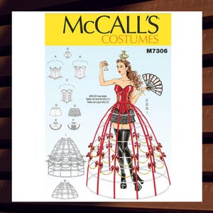 Sewing Pattern for Womens Corset & Hoop Skirt Costume - Size 6 8 10 12 14 or 14 16 18 20 22 - UNCUT F/F - McCalls 7306 M7306