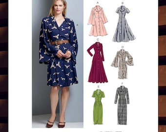 Sewing Pattern for Womens Shirt Dress - Size 6 8 10 12 14 or 16 18 20 22 24 Maxi or Mini Length - UNCUT F/F - Vogue 9345 V9345