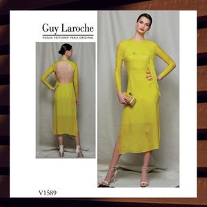 Sewing Pattern for Womens Dress - Size  6 8 10 12 14 or 14 16 18 20 22 by Guy Laroche - UNCUT F/F - OOP Vogue 1589 V1589