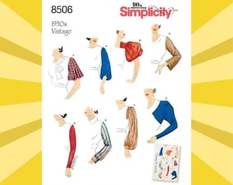 Sewing Pattern for Womens Sleeves - Size 10-22 Change Any Garment, 8 Different Sleeves - UNCUT F/F - 1930s Vintage Simplicity 8506 S8506