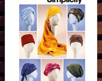 Sewing Pattern for Womens Hats, Turbans and Headwraps - Size S,M,L (21 1/2&quot;-23 1/2&quot;) 8 Styles - UNCUT F/F - Simplicity 9300 S9300
