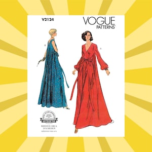 Easy Sewing Pattern for Womens Loungewear - Size 8 10 12 14 or 14 16 18 20 Maxi Length Caftan - Uncut F/F - Reissued 1974 Vogue 2124 V2124