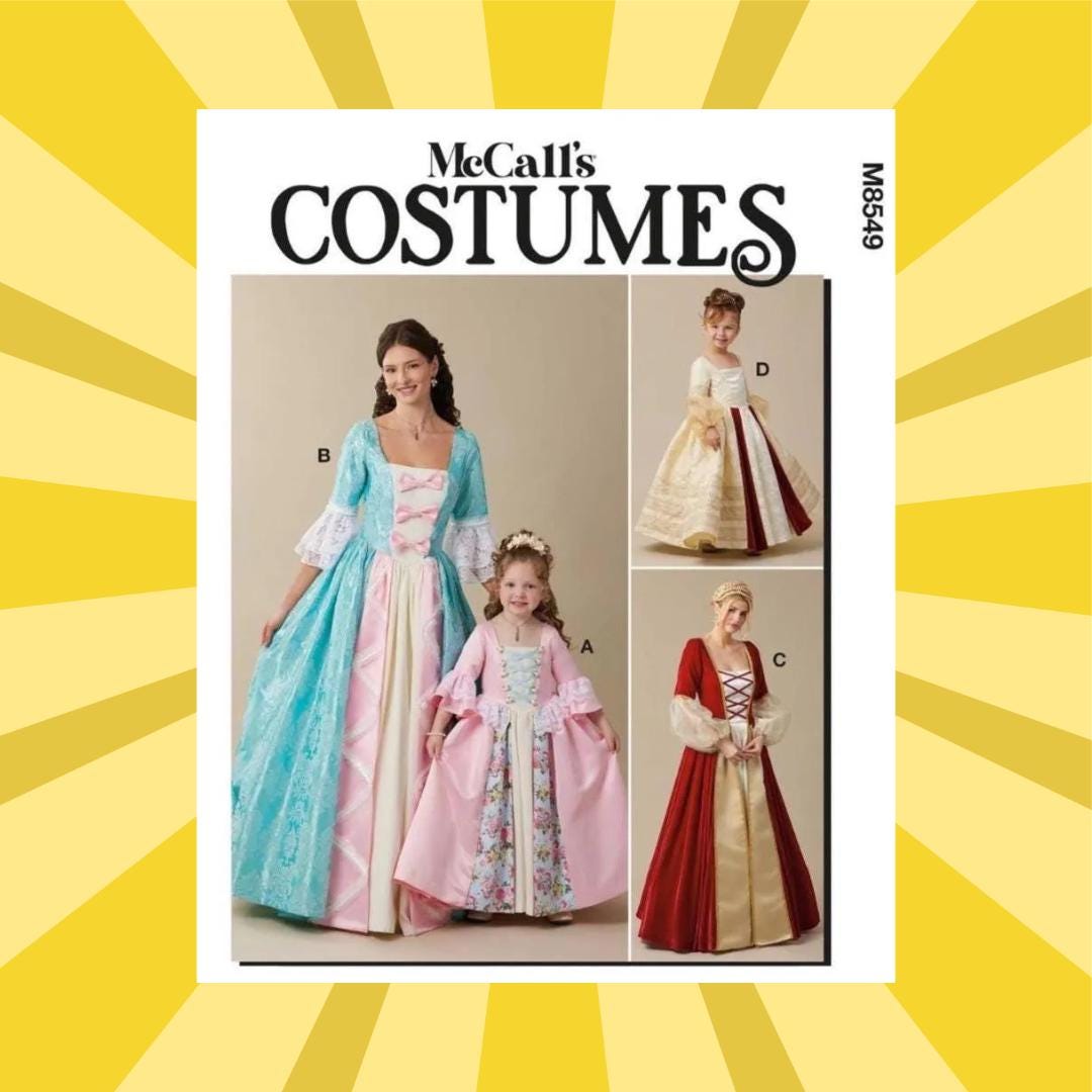 Sewing Pattern for Women and Kids Princess Costume - Adult S M L XL (8 ...