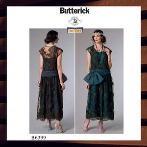 Sewing Pattern for Womens Flapper Dress - Historical 1920s - Size 6 8 10 12 14 or 14 16 18 20 22 - UNCUT F/F - Butterick 6399 B6399