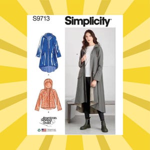 Sewing Pattern for Womens Jackets - Size 18 20 22 24 26 Hooded Jacket In 2 Lengths - UNCUT F/F - Simplicity 9713 S9713