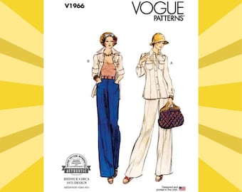 Patrón de costura para chaqueta y pantalones de mujer - Tallas 8 10 12 14 16 o 18 20 22 24 26 Reproducción auténtica Vogue 1975 1966 V1966 - SIN CORTAR F/F