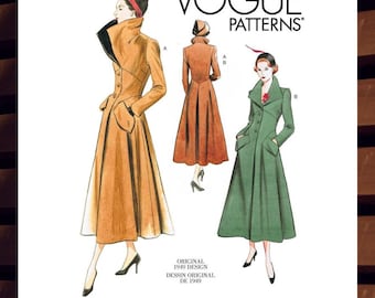 Sewing Pattern for Womens Coats - Size 6 8 10 12 14 or 14 16 18 20 22 Lined w/Fitted Bodice - UNCUT F/F - Reissued 1949 Vogue 1669 V1669