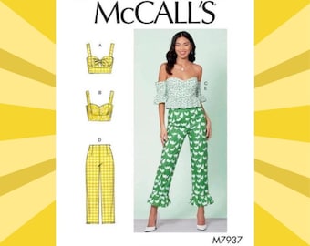Sewing Pattern for Womens Crop Tops & Pants - Size 14 16 18 20 22 Sleeve, Length Options - UNCUT F/F - OOP McCalls 7937 M7937