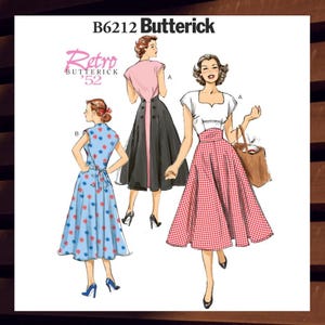 Sewing Pattern for Womens Pullover Back-Wrap Dress - Size 6 8 10 12 14 - UNCUT F/F - Retro 1952 Butterick 6212 B6212