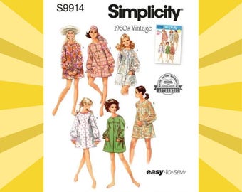 Easy Sewing Pattern for Womens Beach Cover-up and Robe - Size S M L (8-18) - UNCUT F/F - Reissued 1960s Simplicity 9914 S9914 R12084