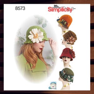 Sewing Pattern for Womens Hats - Size S(21&quot;), M(22&quot;), L(23&quot;) Retro 1920s Style Flapper and Cloche Hats - UNCUT F/F - Simplicity 8573 S8573