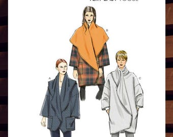 Uncut Vogue Sewing Pattern Wrap Jacket / Coat - Vogue 8930
