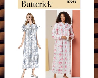 Sewing Pattern for Womens Nightgowns - Size XS S M L XL XXL (4-26) with Sleeve & Length Options - Uncut F/F - Butterick 7015 B7015
