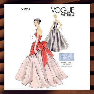 Sewing Pattern for Womens Ball Gown - Size 8 10 12 14 16 or 16 18 20 22 24 Evening Gown Wedding - UNCUT F/F - Reissued 1957 Vogue 1931 V1931
