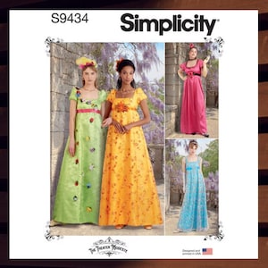 Sewing Pattern for Women and Women Plus Dress - Size 10 12 14 16 18 or 20W 22W 24W 26W 28W Regency Gown - UNCUT F/F - Simplicity 9434 S9434