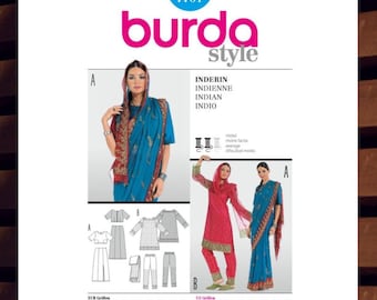 Sewing Pattern for Womens Sari Top, Skirt, Pants and Scarf - Size 8 10 12 14 16 18 20 (EUR 34-46) - UNCUT F/F - Burda 7701