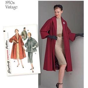 Simplicity 8509 Misses 1950s Vintage Swing Coat in 2 Lengths. Paper Sewing Pattern, New, Uncut, Factory Folded
