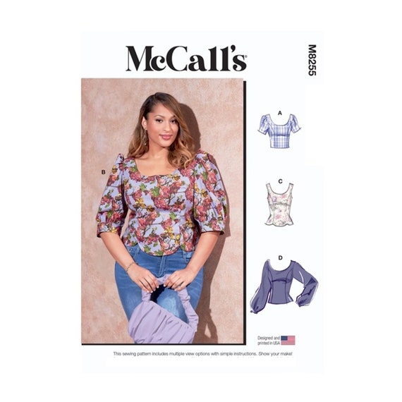 Mccalls 8255 Sewing Patterns for Women Plus Tops Size 8 10 12 14 16 or 18W  20W 22W 24W or 26W 28W 30W 32W NEW Uncut F/F 