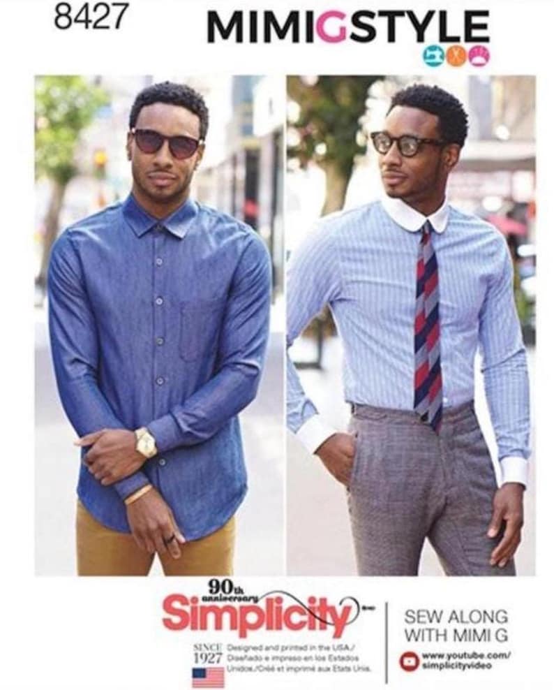 Simplicity S8427  Mens Dress Shirts by Mimi G.  Paper Sewing Pattern, New, Uncut, Factory Folded.