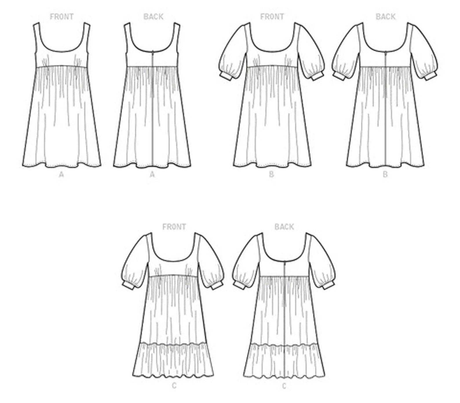 Empire Waist Baby Doll Dress Sewing Pattern for Women Etsy