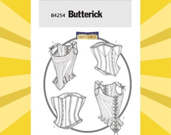 Sewing Pattern for Womens Corsets - Size 6 8 10 or 12 14 16 or 18 20 22 Making History Laced Corsets - UNCUT F/F - Butterick 4254 B4254