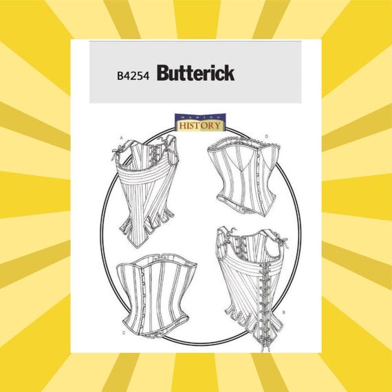 Sewing Pattern for Womens Corsets - Size 6 8 10 or 12 14 16 or 18 20 22 Making History Laced Corsets - UNCUT F/F - Butterick 4254 B4254