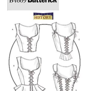 Butterick B4669 Misses Historical Laced Corsets with Peplum Variations. Paper Sewing Pattern, New, Uncut, Factory Folded.