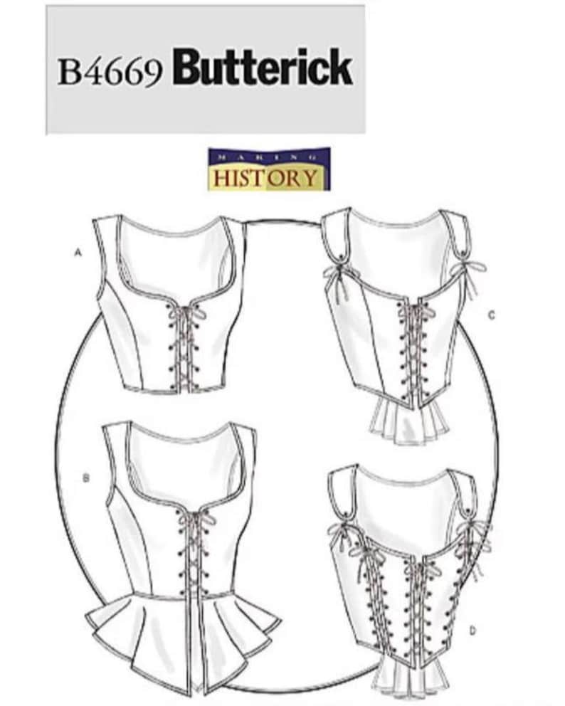 Butterick B4669 Misses Historical Laced Corsets with Peplum Variations. Paper Sewing Pattern, New, Uncut, Factory Folded.