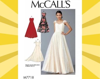 Sewing Pattern for Womens Dress - Size 6 8 10 12 14 or 14 16 18 20 22  Evening Gown, Special Occasion - UNCUT F/F - McCalls 7718 M7718