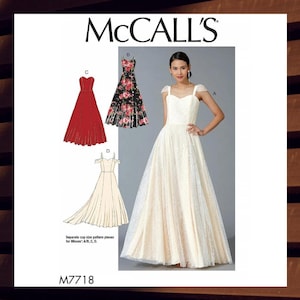 Sewing Pattern for Womens Dress - Size 6 8 10 12 14 or 14 16 18 20 22  Evening Gown, Special Occasion - UNCUT F/F - McCalls 7718 M7718