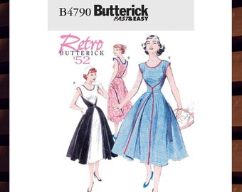 Very Easy Sewing Pattern for Womens Dress - Size 8 10 12 14 or 16 18 20 22 Front-Wrap Dress - UNCUT F/F - Retro 1952 Butterick 4790 B4790