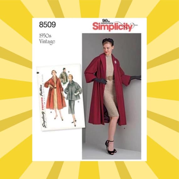 Sewing Pattern for Womens Swing Coat - Size 6 8 10 12 14 or 14 16 18 20 22 - UNCUT F/F - 1950s Vintage Simplicity 8509 S8509