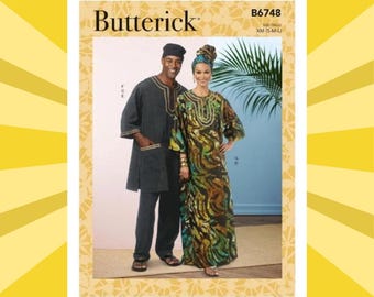 Sewing Pattern for Mens and Womens Caftan Pants Hat and Headwrap - Size S M L or 1X 2X 3X - UNCUT F/F - Butterick 6748 B6748