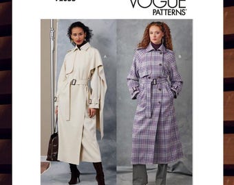 Misses' Trench Coats and Belt Vogue Sewing Pattern V2055 Uncut, FF