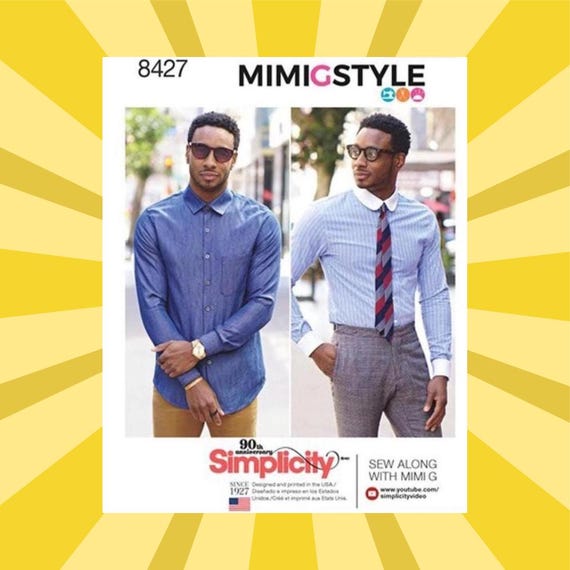 Sewing Pattern for Mens Dress Shirts - Size 34 36 38 40 42 or 44 46 48 50 52 Fitted, French Cuffs - UNCUT F/F - Simplicity 8427 S8427