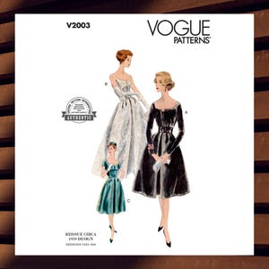 Sewing Pattern for Womens Dress & Petticoat - Size 6 8 10 12 14 or 16 18 20 22 24 - UNCUT F/F - Authentic Reproduction 1959 Vogue 2003 V2003