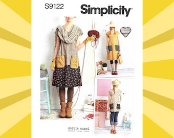 Sewing Pattern for Womens Dress and Tunic - Size XS S M L XL (6-24) Scoop Neck, Patch Pockets - UNCUT F/F - Simplicity 9122 S9122