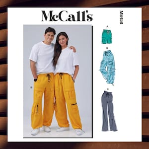 Sewing Pattern for Men & Womens Pants - Size XS S M L XL XXL (All Sizes) Pull-on Pants, Shorts w/Drawstring - Uncut F/F - McCalls 8458 M8458